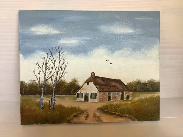 Illustration numéro 5 du produit Petit tableau paysage de campagne huile sur toile