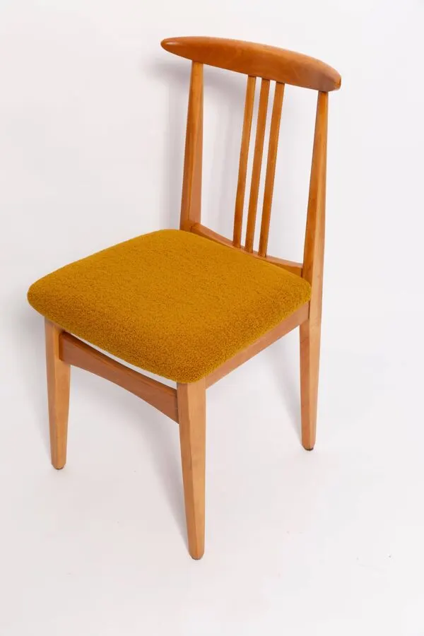 Illustration numéro 5 du produit Chaise en hêtre bouclé ocre du milieu du siècle, bois clair, M. Zielinski, Europe 1960s