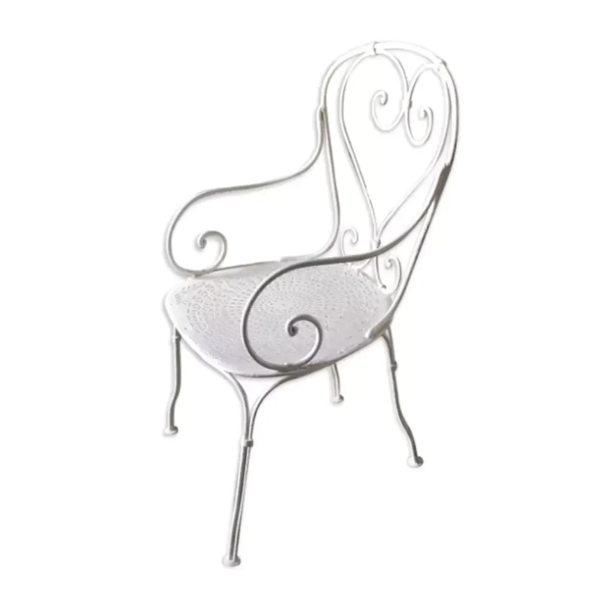 Illustration numéro 5 du produit Fauteuil fer forgé blanc ajouré