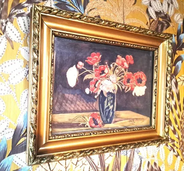 Illustration numéro 5 du produit Peinture jack aquarelle nature morte france 1938 bouquet d'anémones