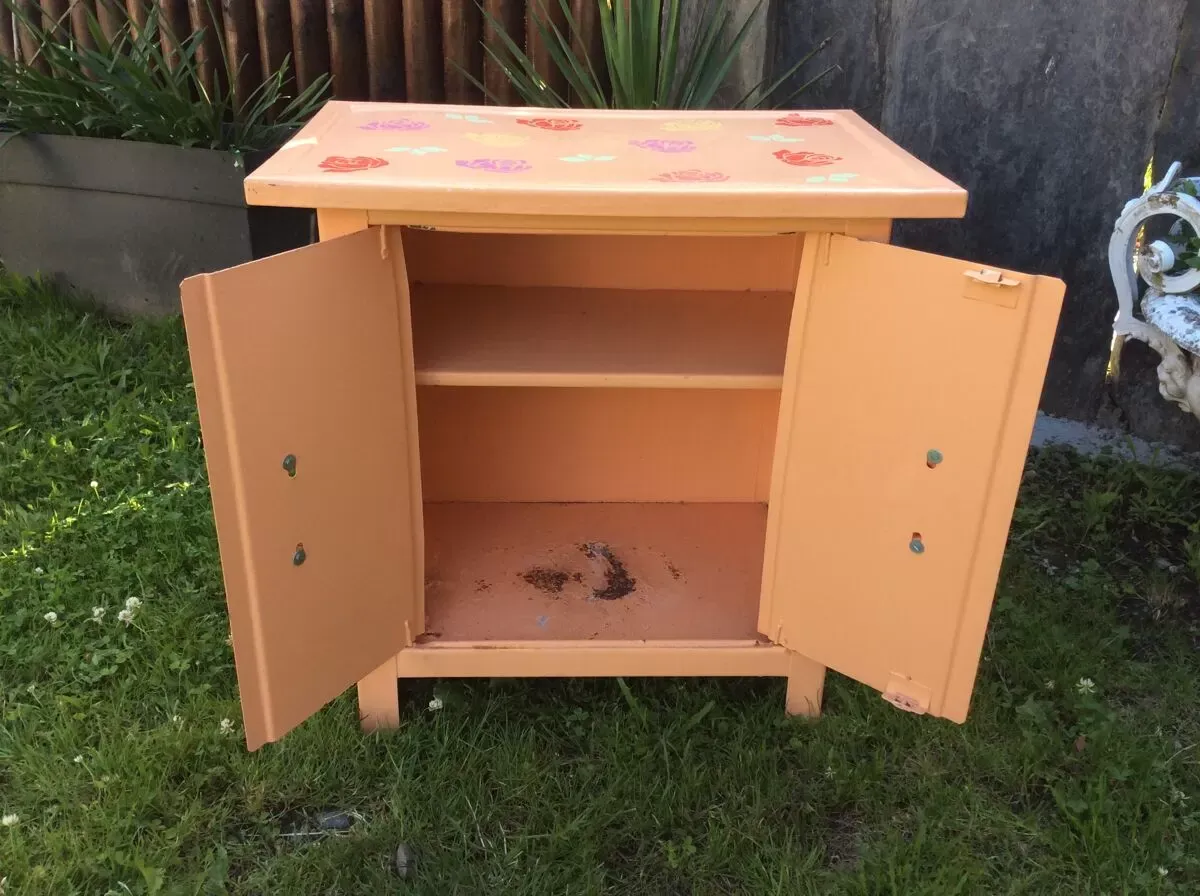 Illustration numéro 5 du produit Buffet vintage à 2 portes en tôle peint