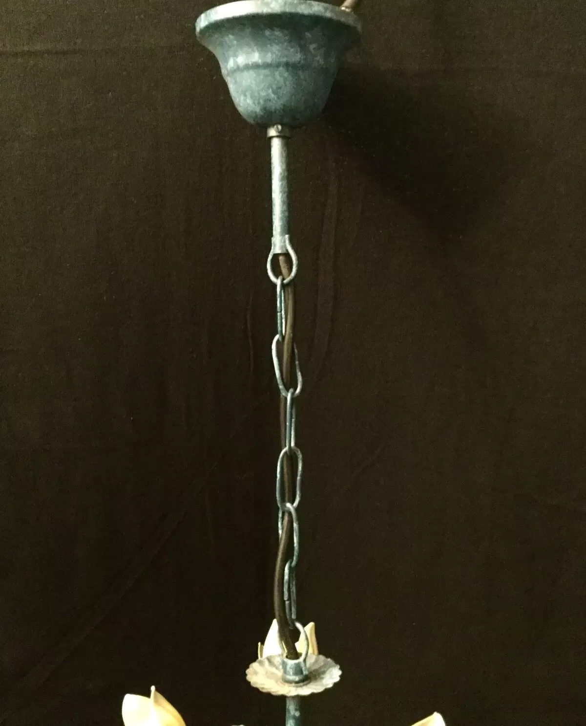 Illustration numéro 5 du produit Lustre 3 lumières bleu à fleurs