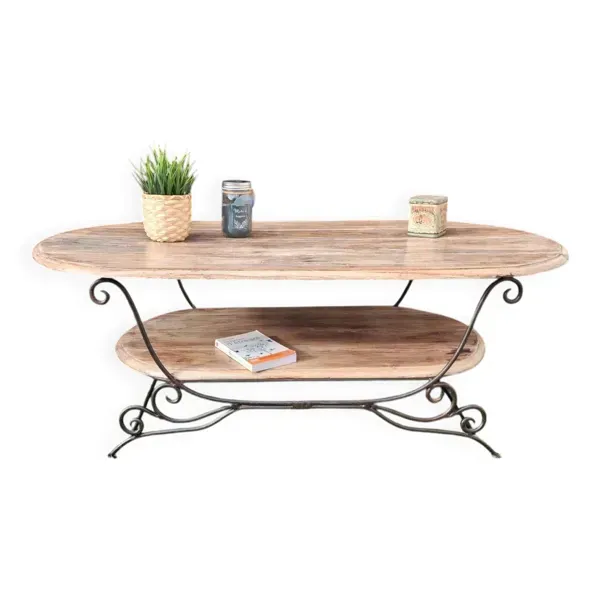 Illustration numéro 5 du produit Table de caractère acacia et fer forgé