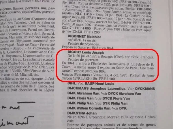 Illustration numéro 5 du produit Portrait,  huile sur toile homme à la moustache signé Louis Joseph Digout, XIXème s.