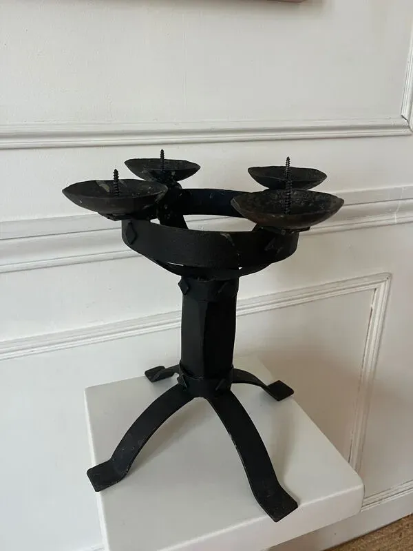 Illustration numéro 5 du produit Chandelier brutaliste fer forgé ancien