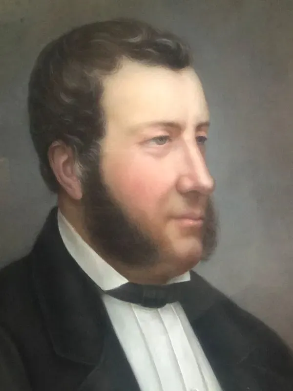 Illustration numéro 5 du produit Pastel sur papier ''Homme aux favoris'' signé, encadré sous verre 1862