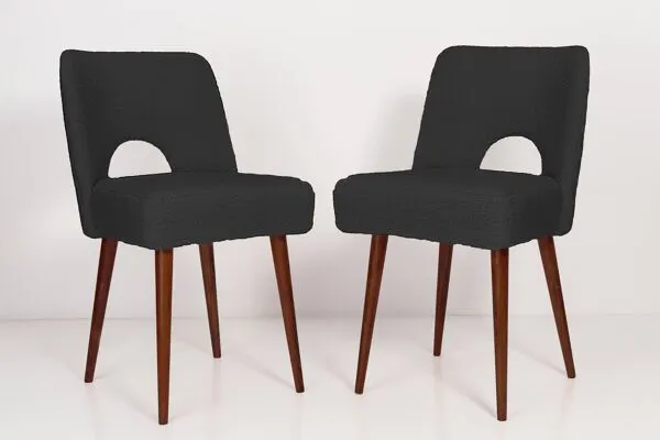 Illustration numéro 5 du produit Chaise 'Shell' en bouclé gris foncé, années 1960