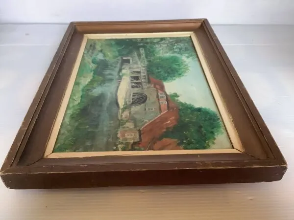 Illustration numéro 5 du produit Tableau moulin à eau huile sur toile signée