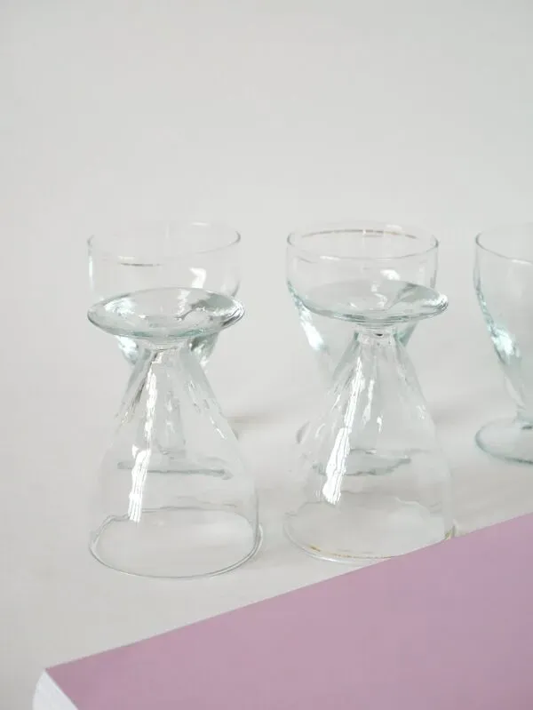 Illustration numéro 5 du produit lot de 5 verres à vin en verre soufflé début XXème