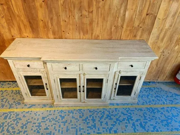 Illustration numéro 5 du produit Buffet / vitrine style indus/ colonial bois de manguier massif