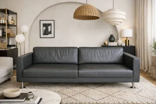 Illustration numéro 5 du produit Canapé VITRA Park Sofa – Jasper Morrison – cuir premium gris