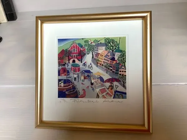 Illustration numéro 5 du produit Illustration Lithographie Arvid Norendal marché à Bergen