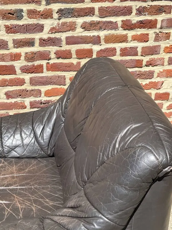 Illustration numéro 5 du produit Paire de fauteuils club en cuir patiné