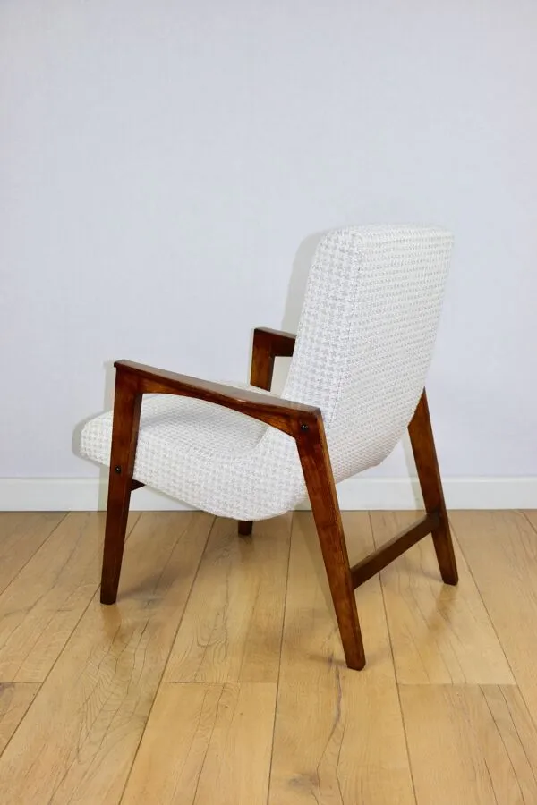 Illustration numéro 5 du produit Fauteuil vintage en tissu à chevrons naturel des années 70