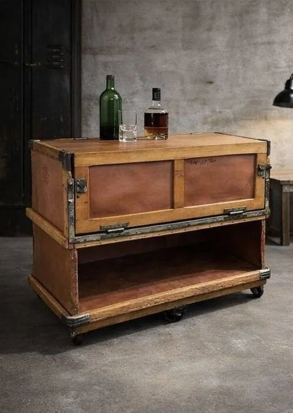 Illustration numéro 5 du produit Caisse buffet bar / étagère – Mobilier industriel « Suroy »