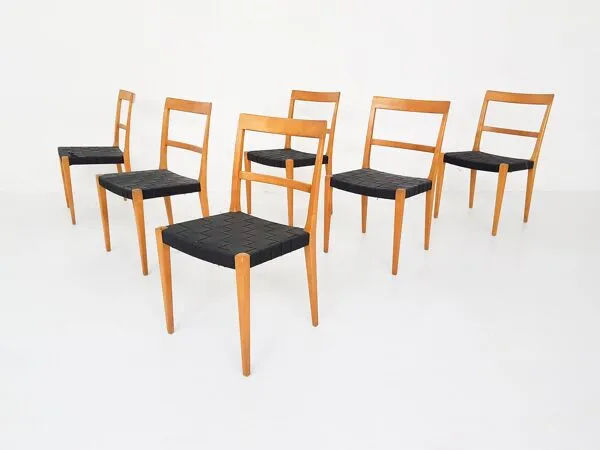 Illustration numéro 5 du produit Ensemble de 6 chaises de salle à manger vintage Bruno Mathsson Mimat Mi401, Suède 1932