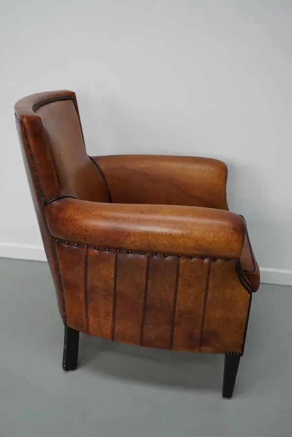 Illustration numéro 5 du produit Fauteuil club vintage hollandais en cuir couleur cognac