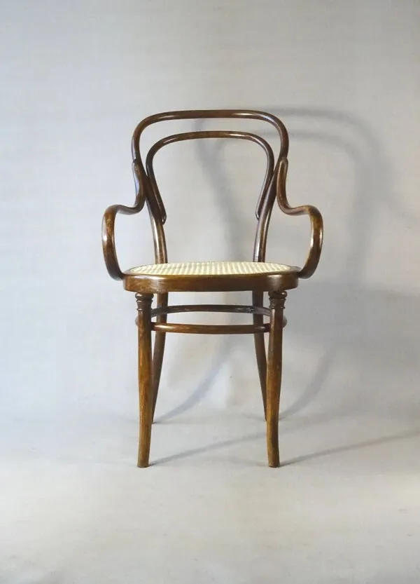 Illustration numéro 5 du produit Fauteuil bistrot canné N°14 , par Hofmann 1895, Art nouveau .
