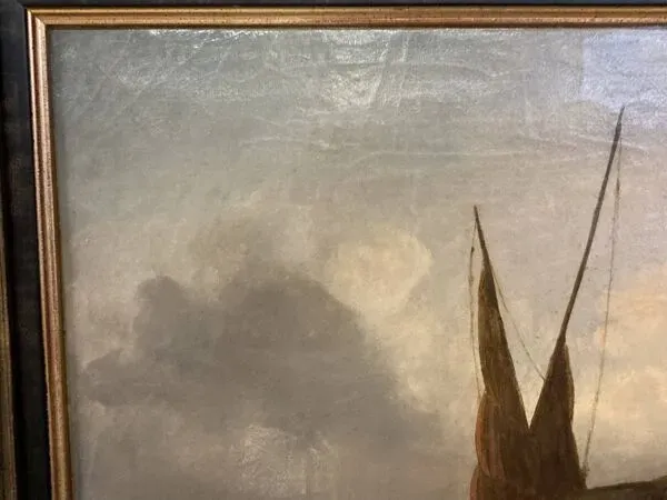 Illustration numéro 5 du produit Huile sur toile XIXe siècle, La Marée Basse, Marine encadrée