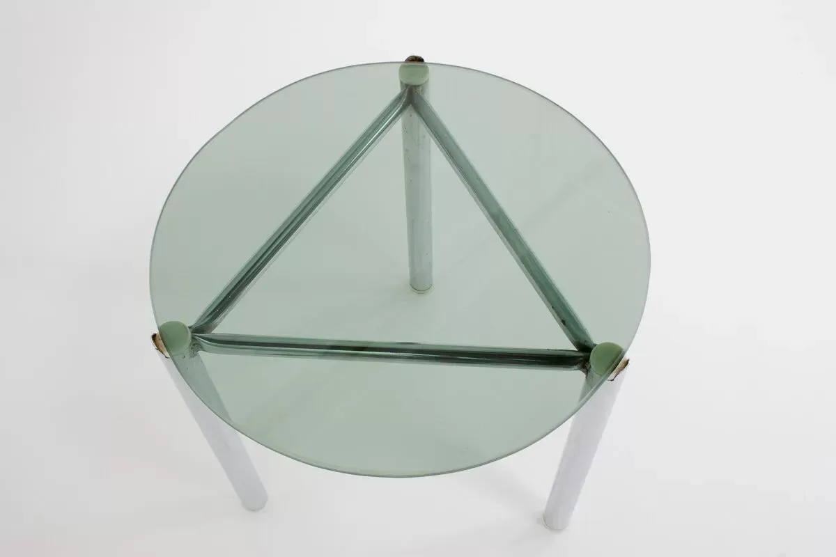 Illustration numéro 5 du produit Side table with frame in chrome and glass 1960 s